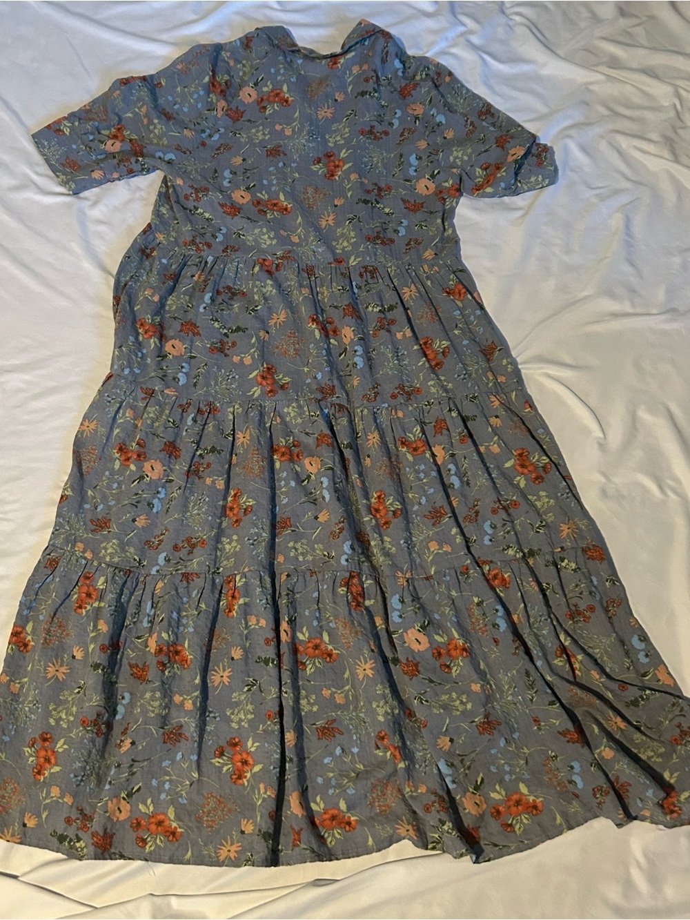 NATURAL LIFE Blue Floral Collared Button-Front Midi Dress - Picture 11 of 12